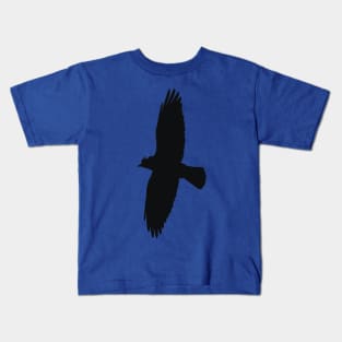 Minimalistic Jackdaw In Flight Silhouette Kids T-Shirt